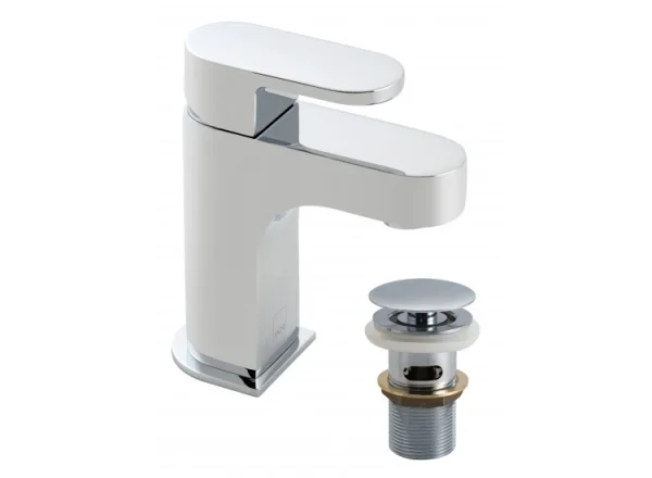 Vado Life Mini Mono Basin Mixer Single Lever Deck Mounted Smooth Bodied With Universal Waste Chrome