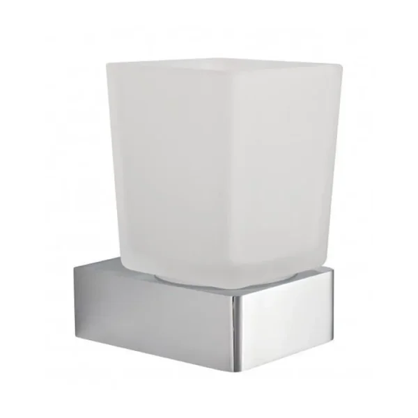 Vado Shama Frosted Glass Tumbler And Holder Wall Mounted Chrome product image - Image 1