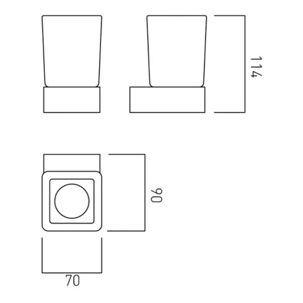 Vado Shama Frosted Glass Tumbler And Holder Wall Mounted Chrome technical drawing - Image 3