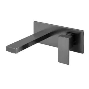 Vado Individual Notion Wall Mounted Single Lever Basin Mixer With Rectangular Backplate Brushed Black