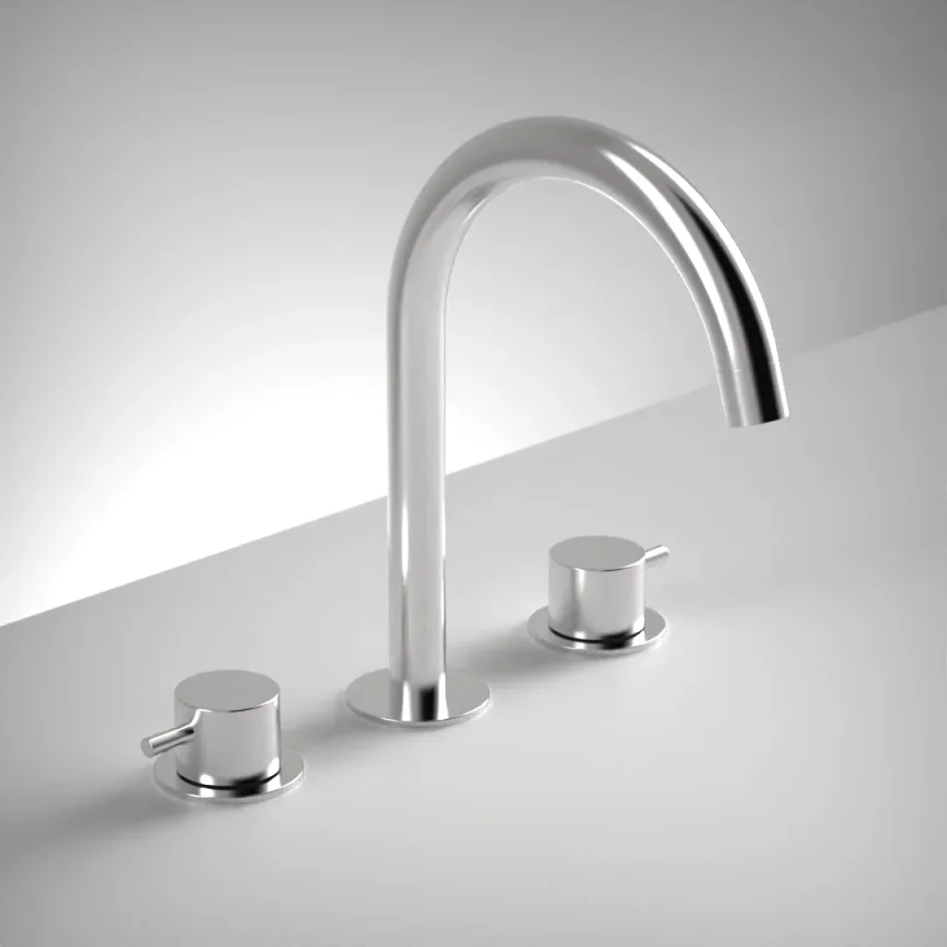 Ava Trend 3 Hole Deck Mounted Bath Mixer - Polished Stainless Steel product image - Image 1