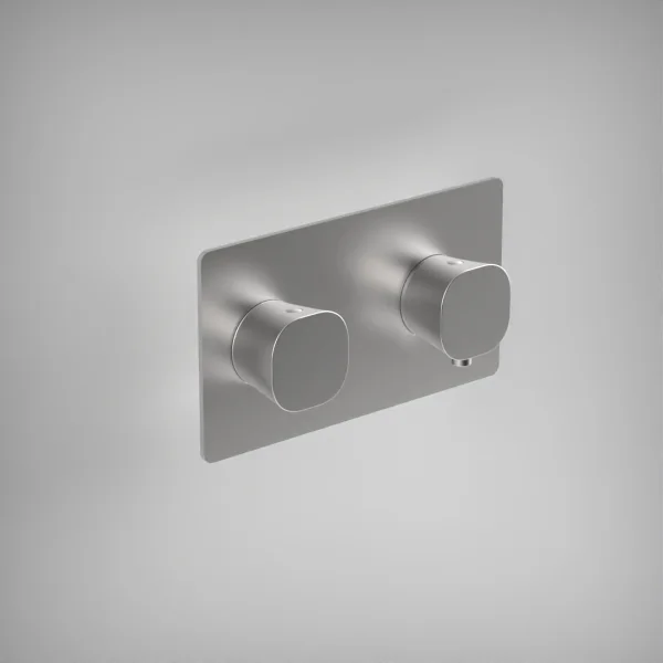 Ava Purity 1 Way 2 Handle Thermostatic Valve W/ Backplate - Brushed Stainless Steel