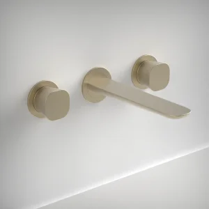 Ava Purity 3 Hole Wall Mounted Bath Mixer - Brushed Brass