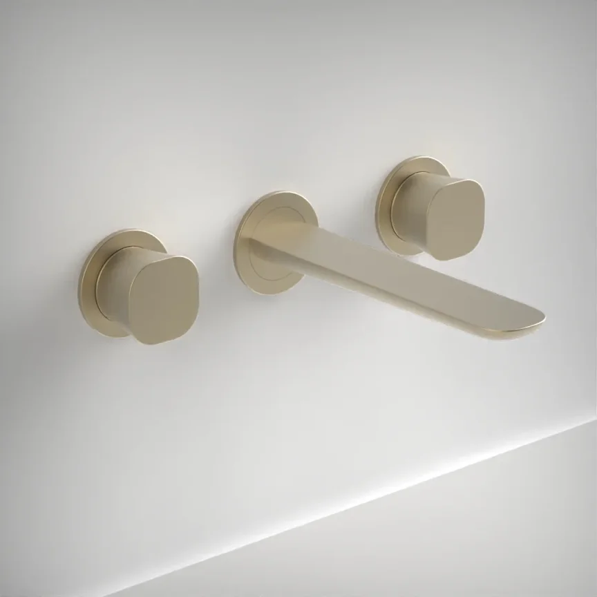 Ava Purity 3 Hole Wall Mounted Bath Mixer - Brushed Brass product image - Image 1