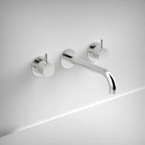 Ava Trend 3 Hole Wall Mounted Basin Mixer W/ Flanges - Polished Stainless Steel