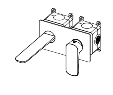 Ava Purity 2 Hole Wall Mounted Bath Mixer W/ Backplate - Polished Stainless Steel