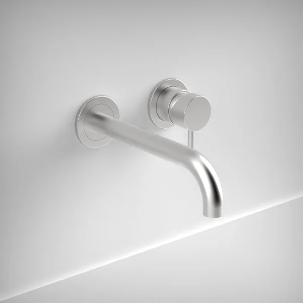 Ava Trend 2 Hole Wall Mounted Bath Mixer - Brushed Stainless Steel