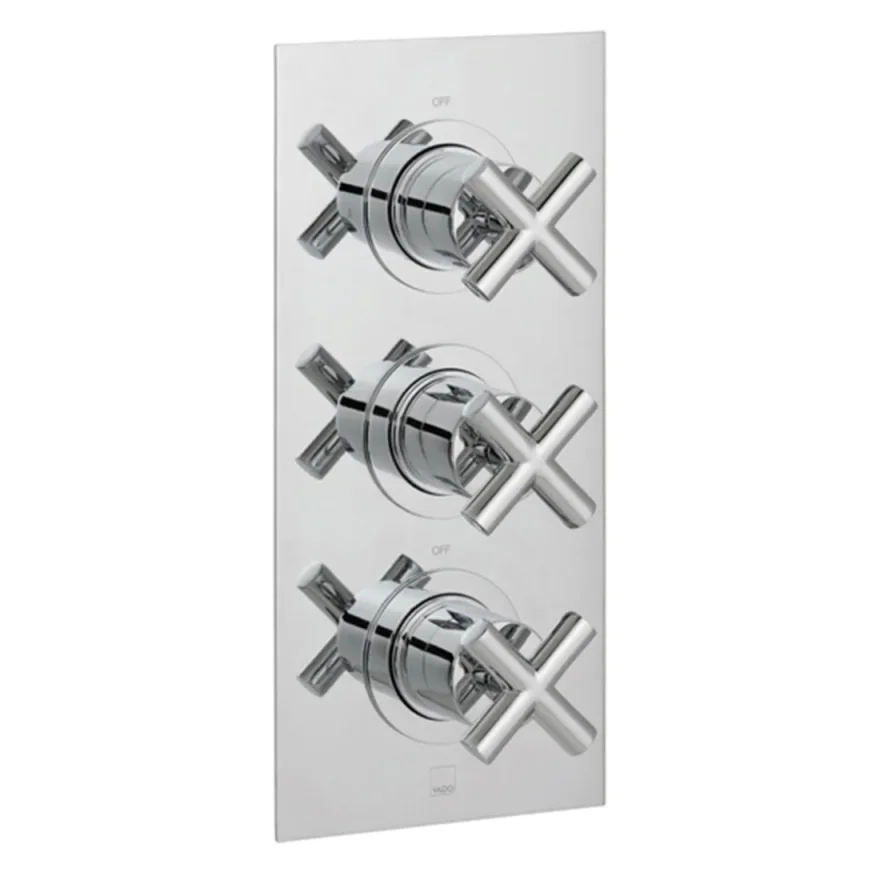 Vado Dx Elements 2 Outlet 3 Handle Concealed Thermostatic Valve Rectaungular Packplate Chrome product image - Image 1
