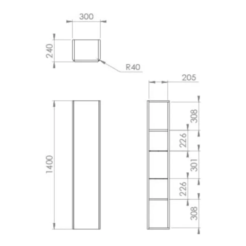 Saneux Hyde 30x140cm Side Unit - Matte White detail view - Image 6