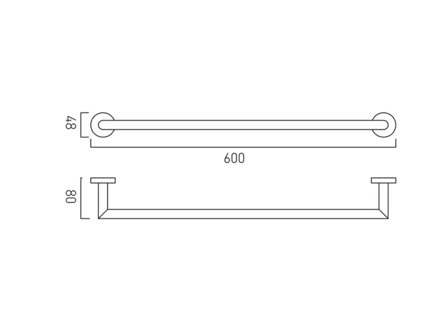 Vado Spa Towel Rail 600mm (24") Chrome technical drawing - Image 2