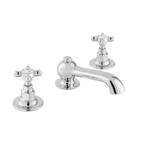Booth & Co. 3 Hole Basin Mixer With Pop-up Waste Chrome & White product image - Image 1