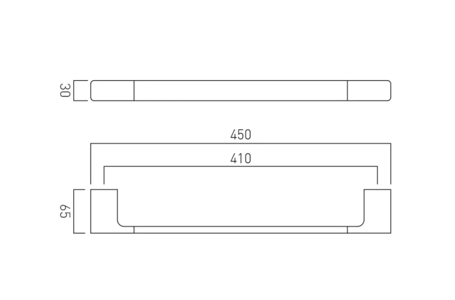 Vado Individual Shama Towel Rail 450mm (18") Brushed Black technical drawing - Image 2