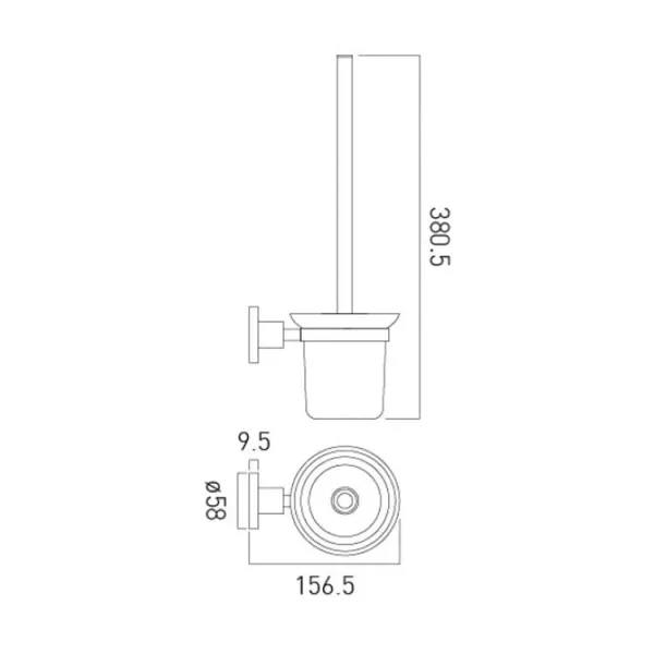 Vado Elements Toilet Brush And Holder Wall Mounted Chrome technical drawing - Image 4