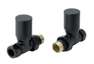 Just Taps Straight Radiator Valve Matt Black