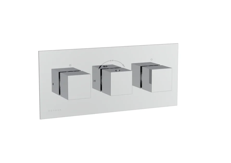 Saneux Tooga 3 Way Handles & Plate Finish Kit In Landscape (for To221.l) - Chrome product image - Image 1