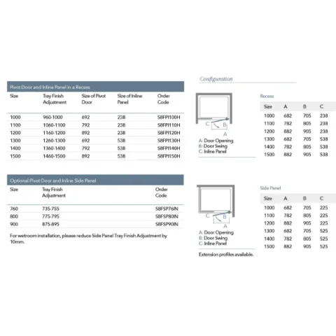 Merlyn 8 Series Frameless Pivot And Inline 1200 1200 X 1950mm detail view - Image 2