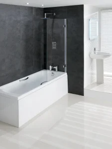 Eastbrook Volente 6mm Hinge Bath Screen 850x1500 Easy Clean Chrome Profiles