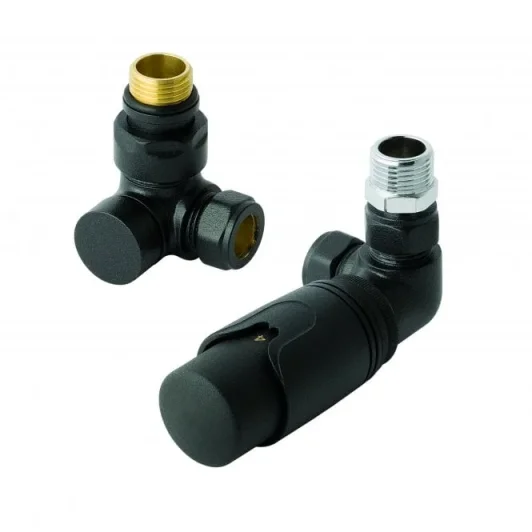 Eastbrook 15mm Corner Trv & Lockshield Valve Matt Black product image - Image 1