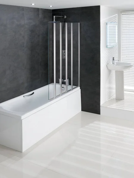 Eastbrook Volente 1250mm 1 Fixed And 4 Folding Panels Rh Chrome Profiles