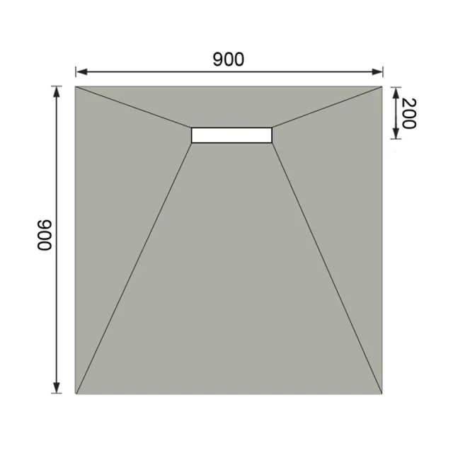 Abacus Elements Linear 300 Shower Tray 9x9 End technical drawing - Image 2