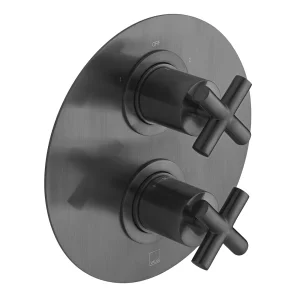 Vado Individual Dx Elements 2 Outlet, 2 Handle Concealed Thermostatic Valve Brushed Black