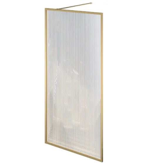 Cubico Amore Single Frame Shower Screen Brushed Gold (ribbed Glass) 680mm product image - Image 1