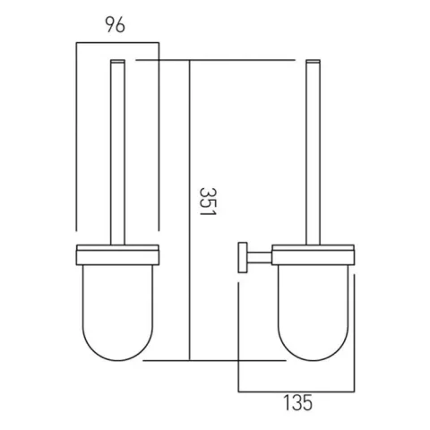 Vado Life Toilet Brush And Holder Wall Mounted Chrome technical drawing - Image 3