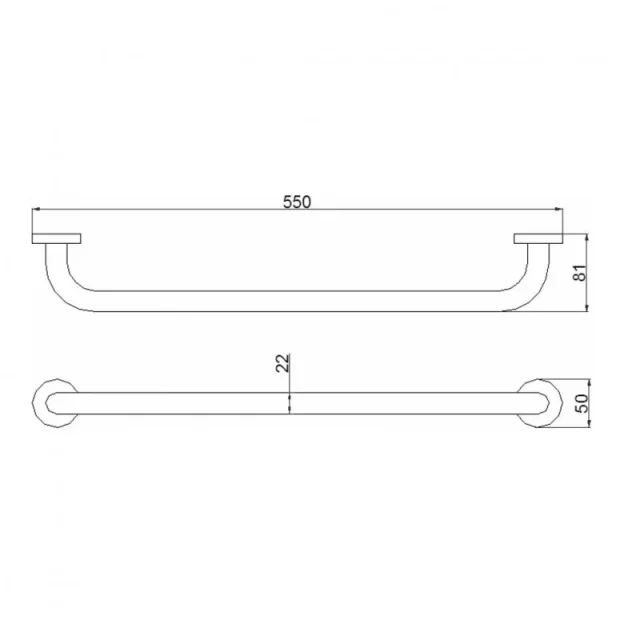 Crosswater Central Towel Rail 550mm Chrome technical drawing - Image 3