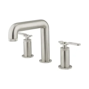 Crosswater Union 3 Hole Deck Mounted Basin Tap Set with Lever Handle Brushed Nickel