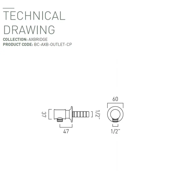 Booth & Co. Wall Outlet Chrome & N/a technical drawing - Image 2