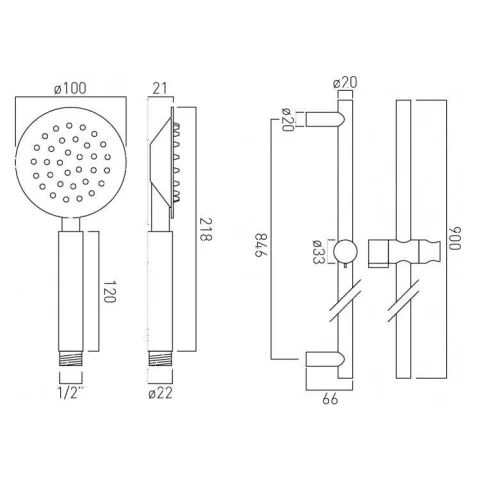 Vado Aquablade Slide Rail Shower Kit With Round Single-function All Metal Rub-clean Shower Handset With Cool Touch Handle, 900mm Slide Rail With Twist Control And 150cm Shower Hose Chrome detail view - Image 5