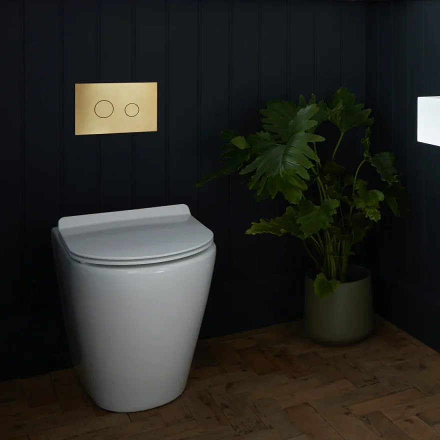 Vado Individual Round Button Flush Plate Brushed Gold detail view - Image 3