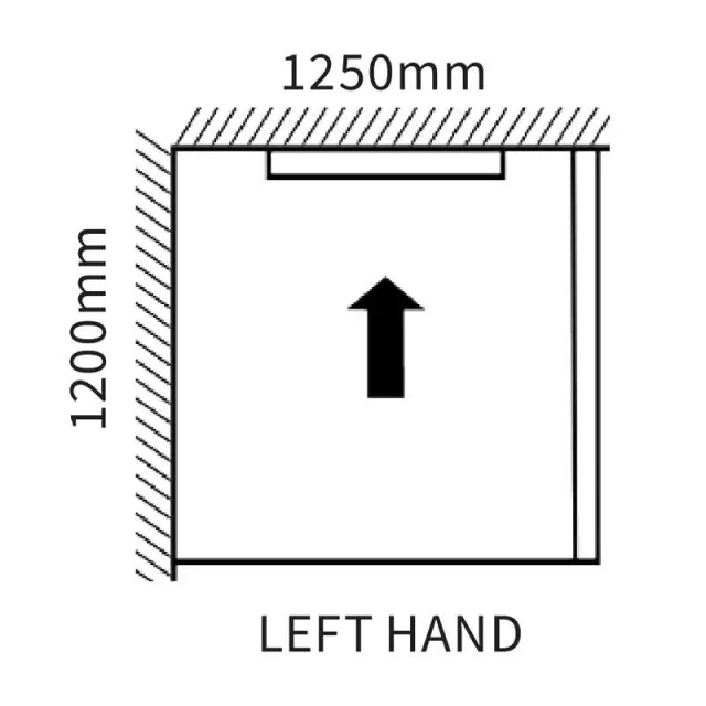 Abacus Elements Infinity Tray Kit 1200x1250 Left Hand technical drawing - Image 2