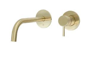 Just Taps Vos Single Lever Wall Mounted Basin Mixer With Designer Handle Brushed Brass