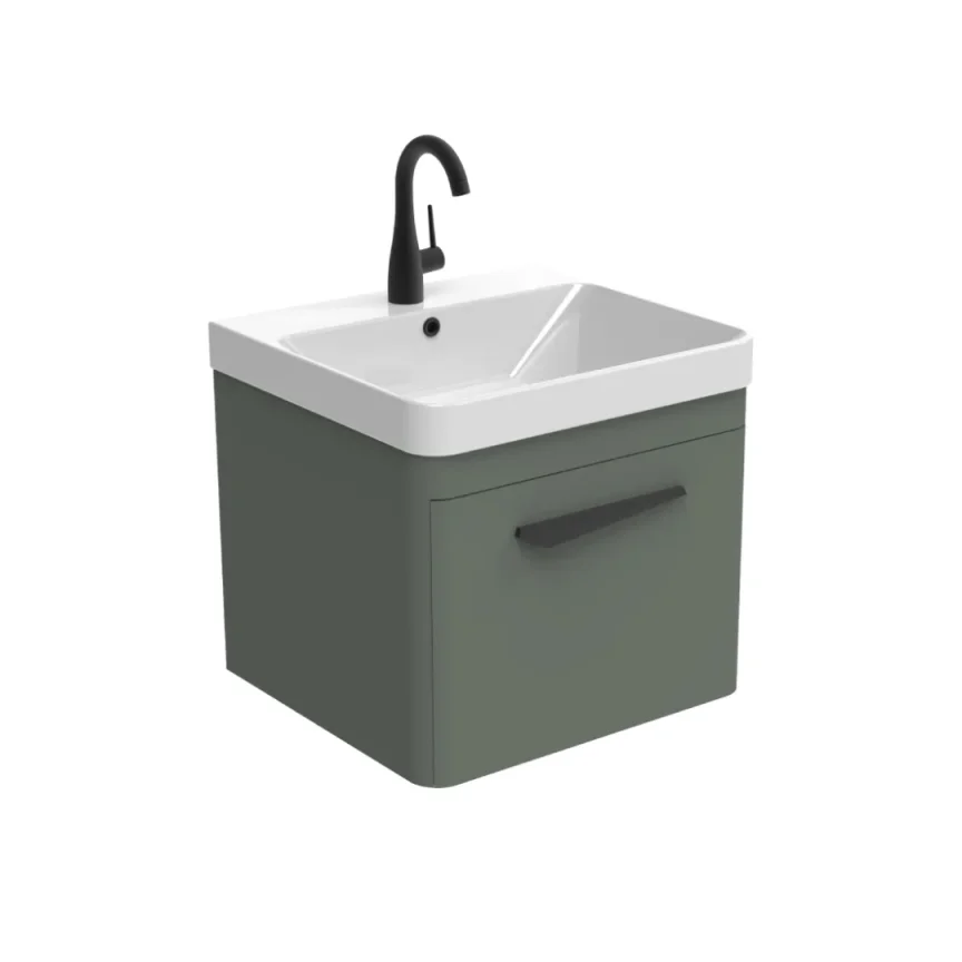 Saneux Hyde 50cm 1 Drawer Wall Mounted Unit - Matte Sage product image - Image 1