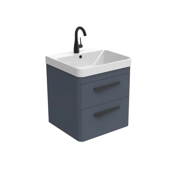 Saneux Hyde 50cm 2 Drawer Wall Mounted Unit - Matte Fiord