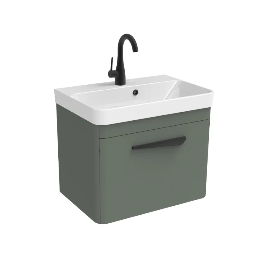 Saneux Hyde 55cm 1 Drawer Wall Mounted Unit - Matte Sage product image - Image 1