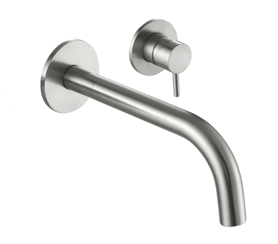 Just Taps Inox 2 Hole Wall Mounted Single Lever Basin Mixer 155mm product image - Image 1