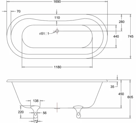 Burlington Classical Leg Set In White detail view - Image 3