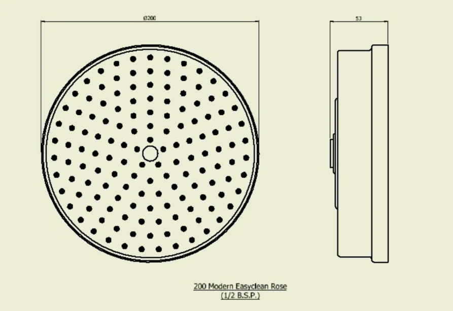 Crosswater Waldorf Shower Head 8" Easy Clean Chrome technical drawing - Image 2