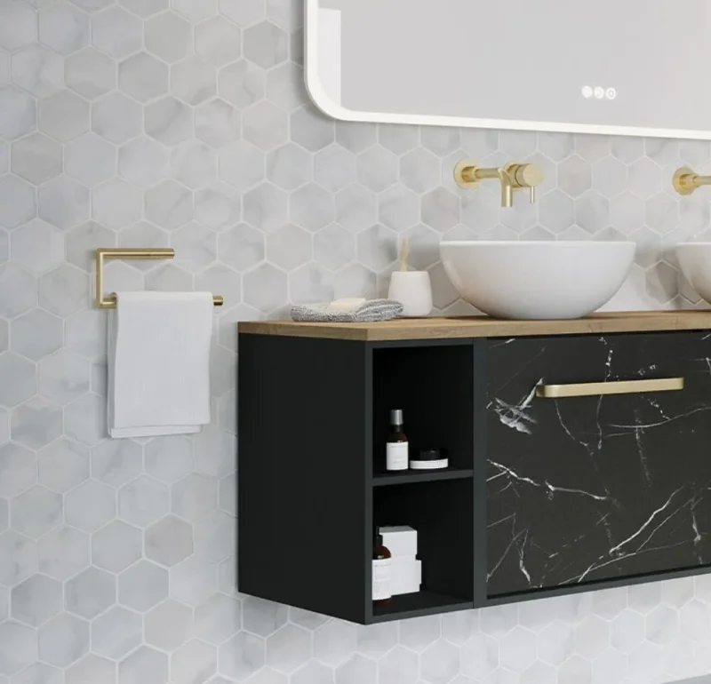 Crosswater Mpro Towel Ring Brushed Brass detail view - Image 3