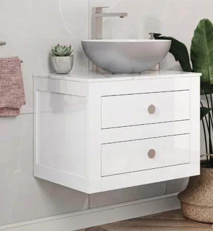 Crosswater Canvass Basin Unit 600 White Gloss detail view - Image 2