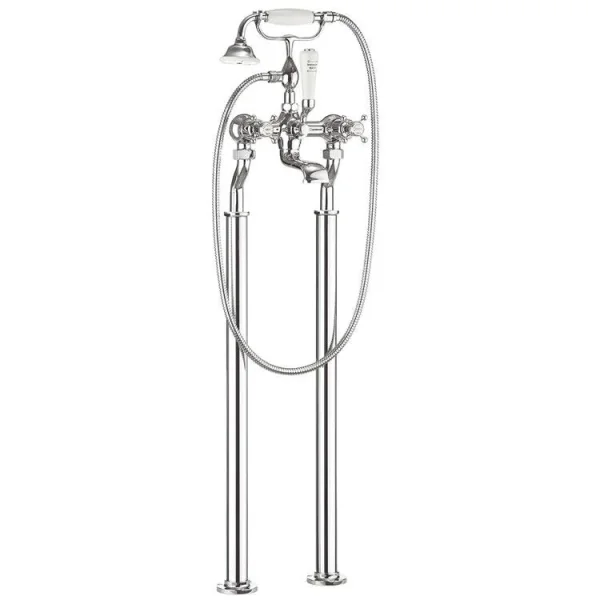 Crosswater Belgravia Traditional Floor Standing Bath Filler Tap Legs Nickel product image - Image 1