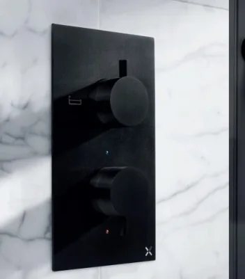 Crosswater Crossbox Mpro 3 Outlet Trim & Levers Matt Black detail view - Image 2