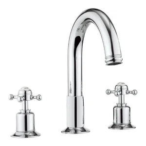 Crosswater Belgravia Crosshead 3 Tap Hole Basin Tall Mixer With Waste Chrome