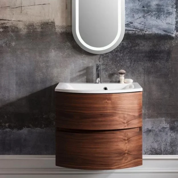 Crosswater Svelte Basin Unit 600 American Walnut detail view - Image 3