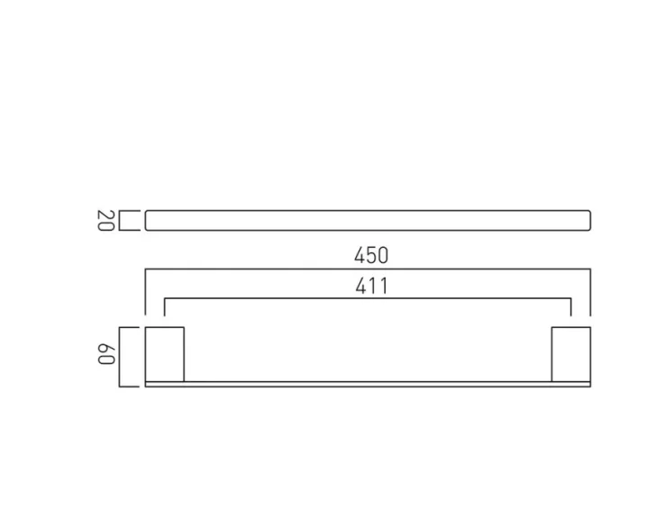 Vado Phase Towel Rail 450mm (18") Chrome technical drawing - Image 2