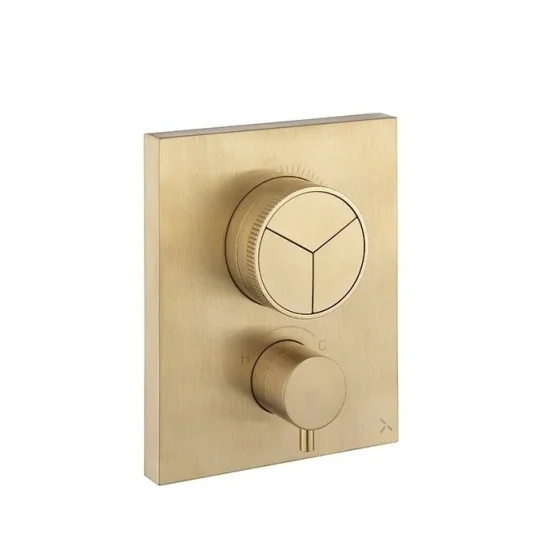 Crosswater Crossbox Push Mpro 3 Outlet Trim & Levers Brushed Brass product image - Image 1