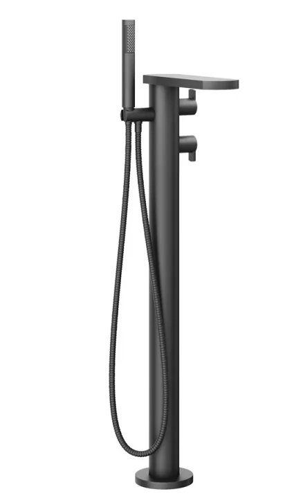 Crosswater Wisp Floor Standing Thermostatic Bath Shower Mixer Tap with Shower Kit Matt Black product image - Image 1