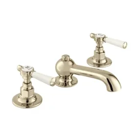 Booth & Co. 3 Hole Basin Mixer With Pop-up Waste Nickel & Crackled White